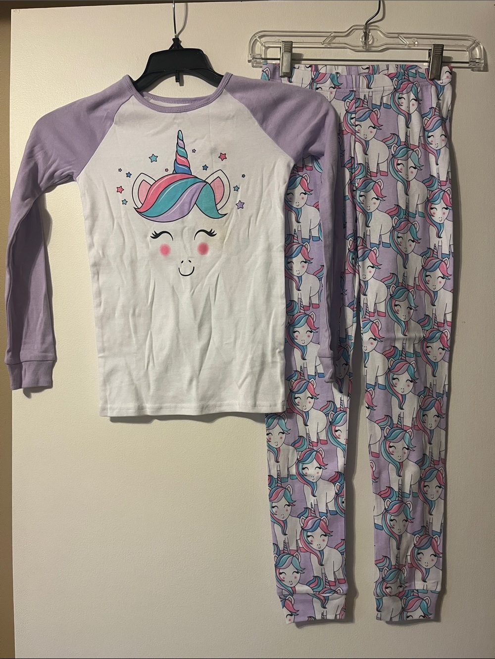 Girls' Lavender Unicorn Pajama Set - Long Sleeve Top & Pants